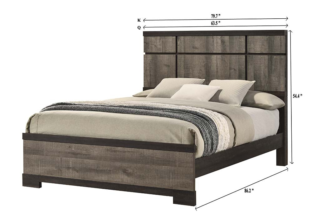 Remington Brown/Gray King Panel Bed - SET | B8160-K-HBFB | B8160-KQ-RAIL | - Bien Home Furniture &amp; Electronics