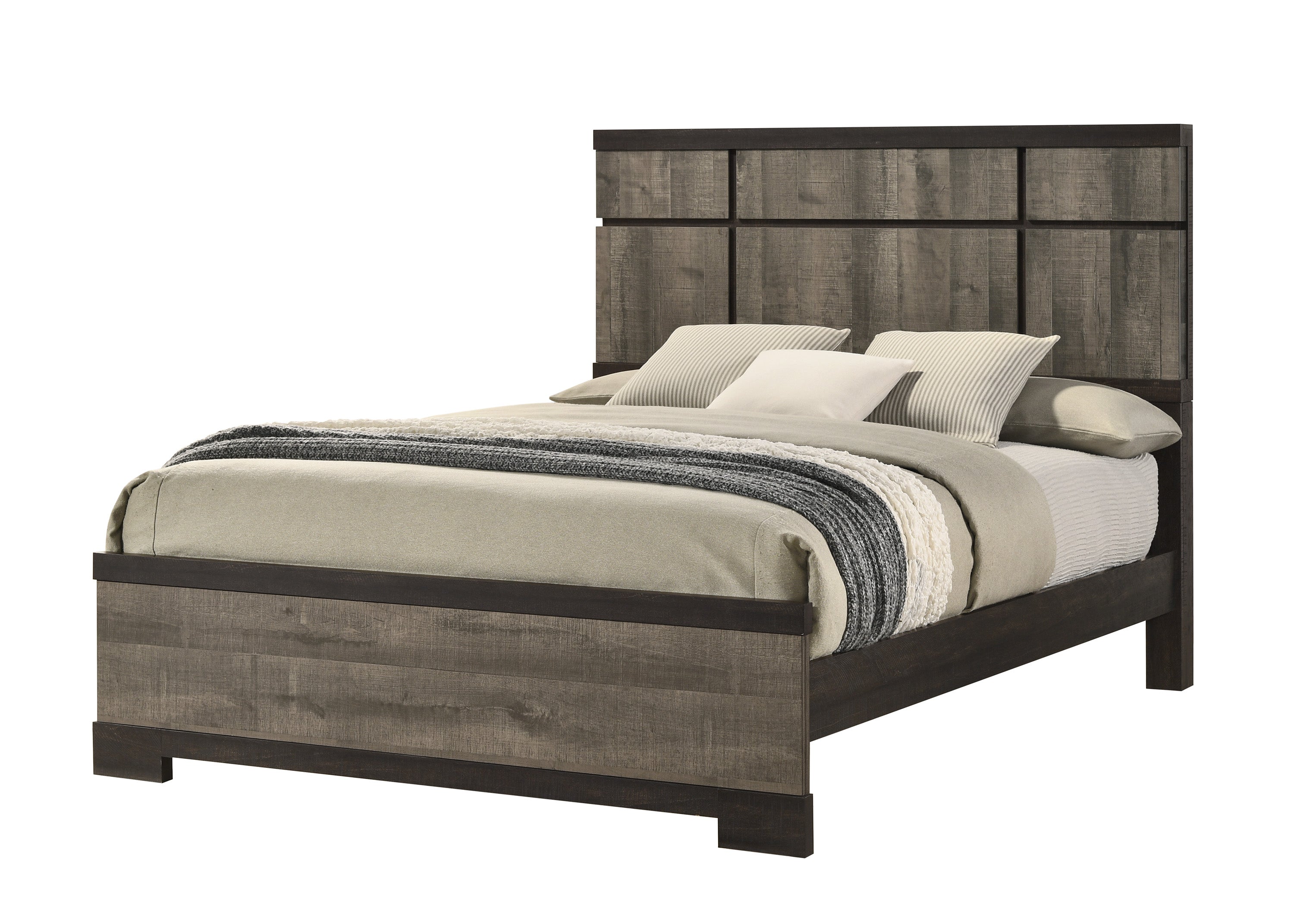 Remington Brown/Gray Panel Bedroom Set - SET | B8160-Q-HBFB | B8160-KQ-RAIL | B8160-2 | B8160-4 - Bien Home Furniture & Electronics