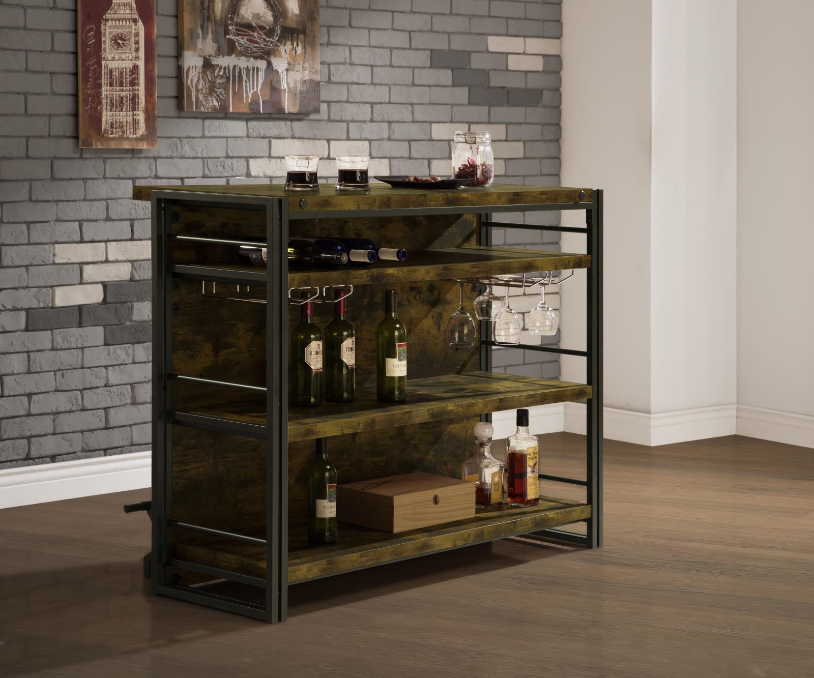Renaldi Antique Nutmeg Bar Unit with Stemware Rack - 130071 - Bien Home Furniture & Electronics