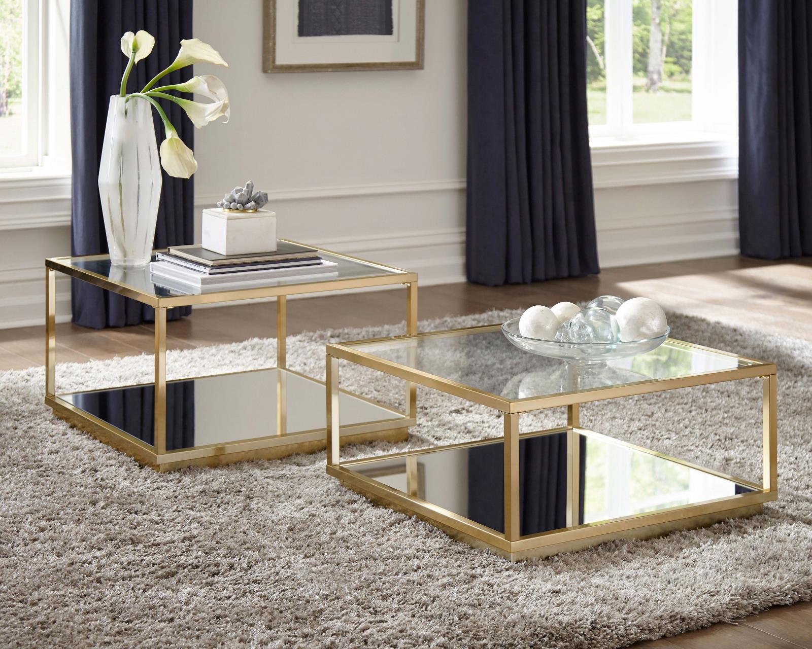 Renee 2-Piece Square Occasional Set Rose Brass - 722660 - Bien Home Furniture & Electronics