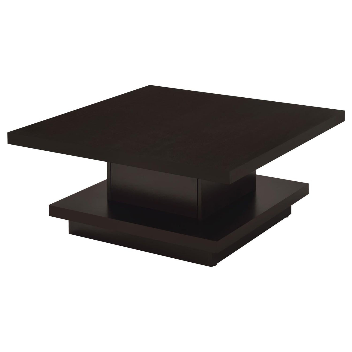 Reston Cappuccino Pedestal Square Coffee Table - 705168 - Bien Home Furniture &amp; Electronics