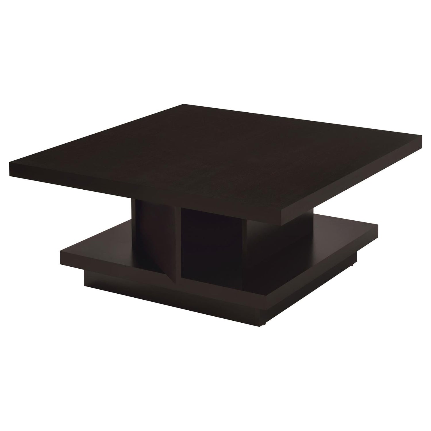 Reston Cappuccino Pedestal Square Coffee Table - 705168 - Bien Home Furniture & Electronics
