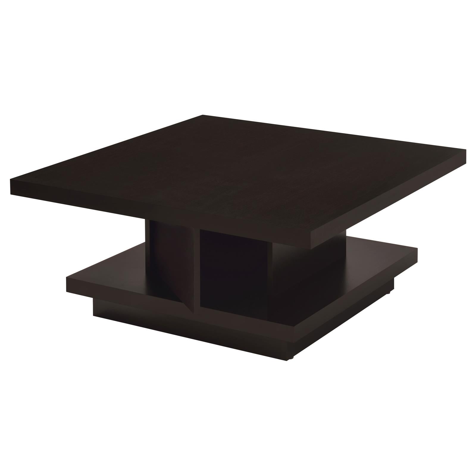 Reston Cappuccino Pedestal Square Coffee Table - 705168 - Bien Home Furniture & Electronics