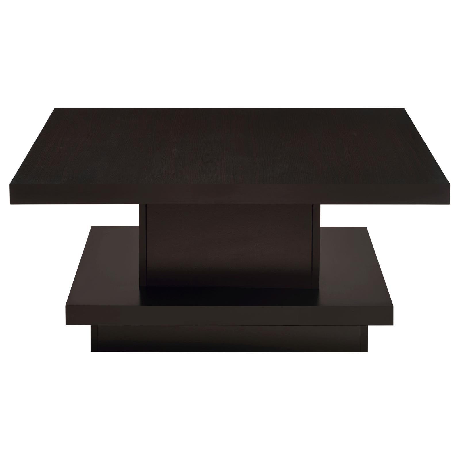Reston Cappuccino Pedestal Square Coffee Table - 705168 - Bien Home Furniture &amp; Electronics