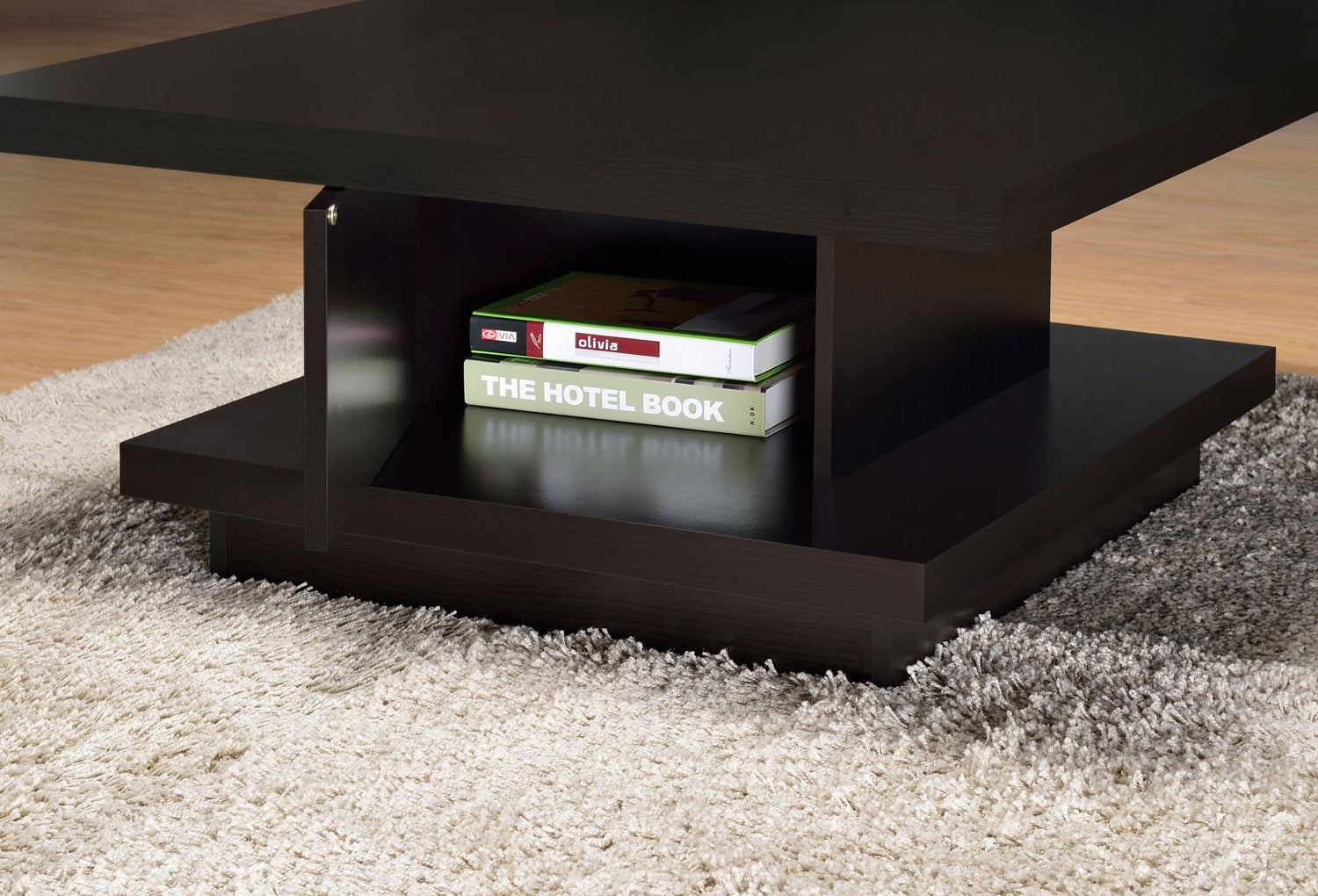 Reston Cappuccino Pedestal Square Coffee Table - 705168 - Bien Home Furniture & Electronics