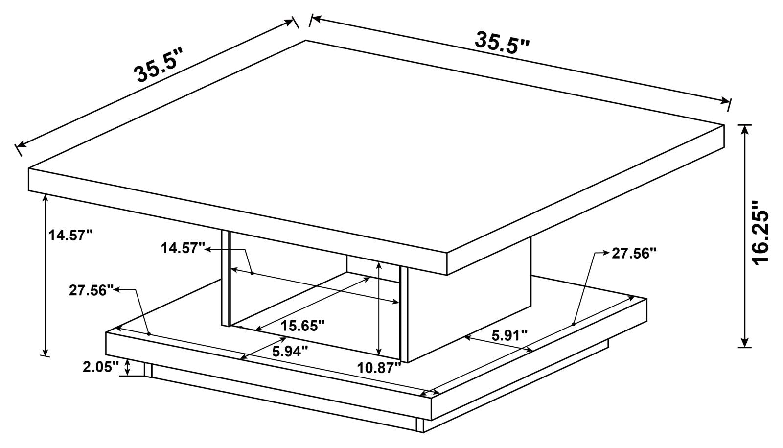 Reston Cappuccino Pedestal Square Coffee Table - 705168 - Bien Home Furniture &amp; Electronics