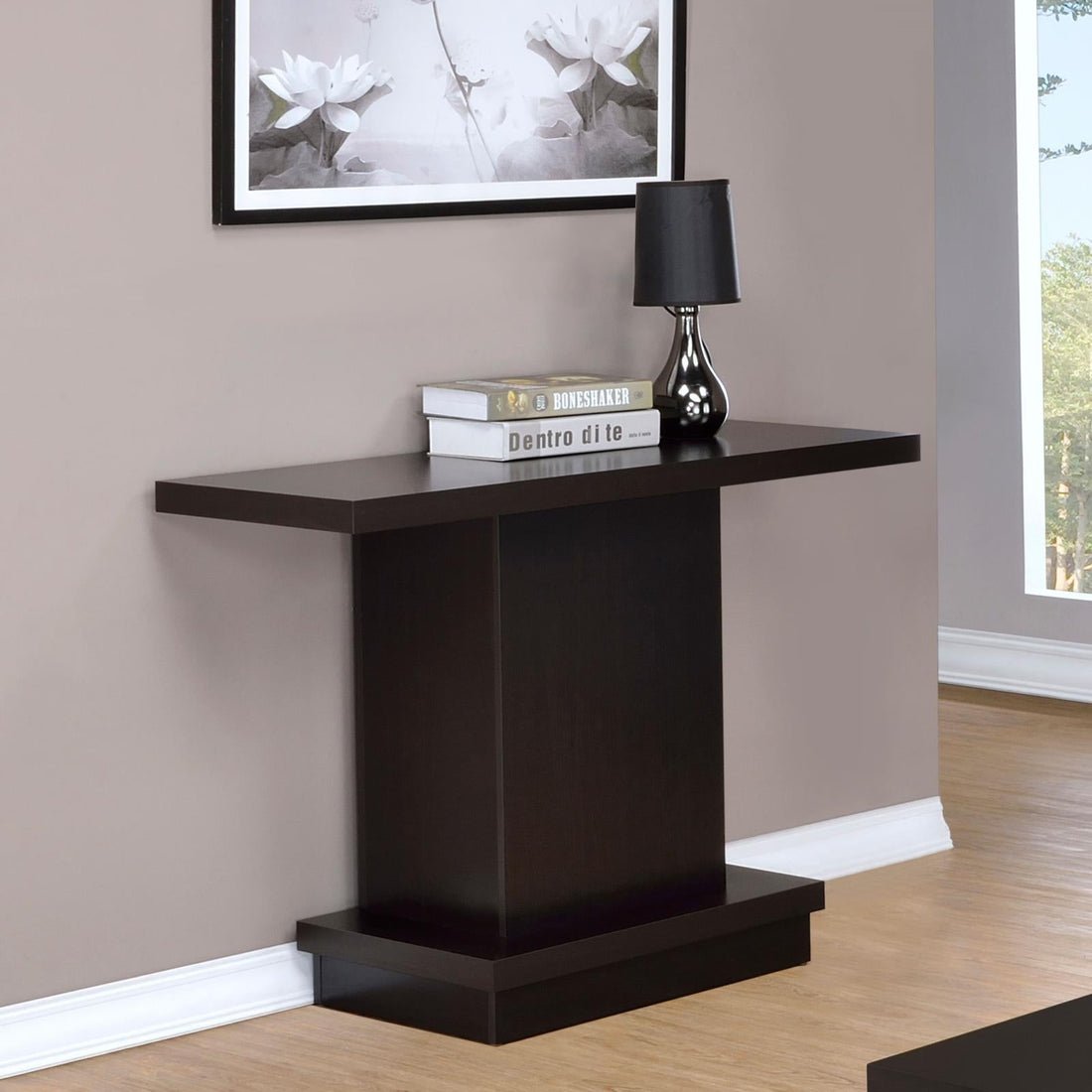 Reston Pedestal Sofa Table Cappuccino - 705169 - Bien Home Furniture &amp; Electronics