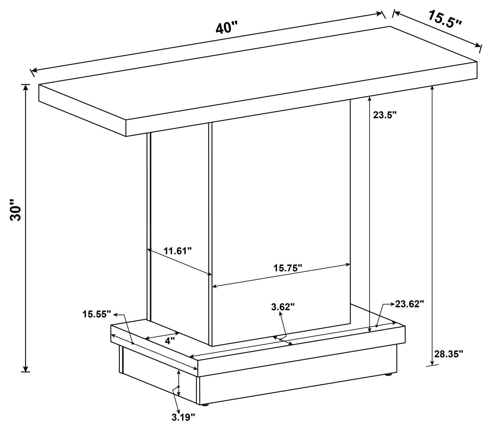 Reston Pedestal Sofa Table Cappuccino - 705169 - Bien Home Furniture & Electronics