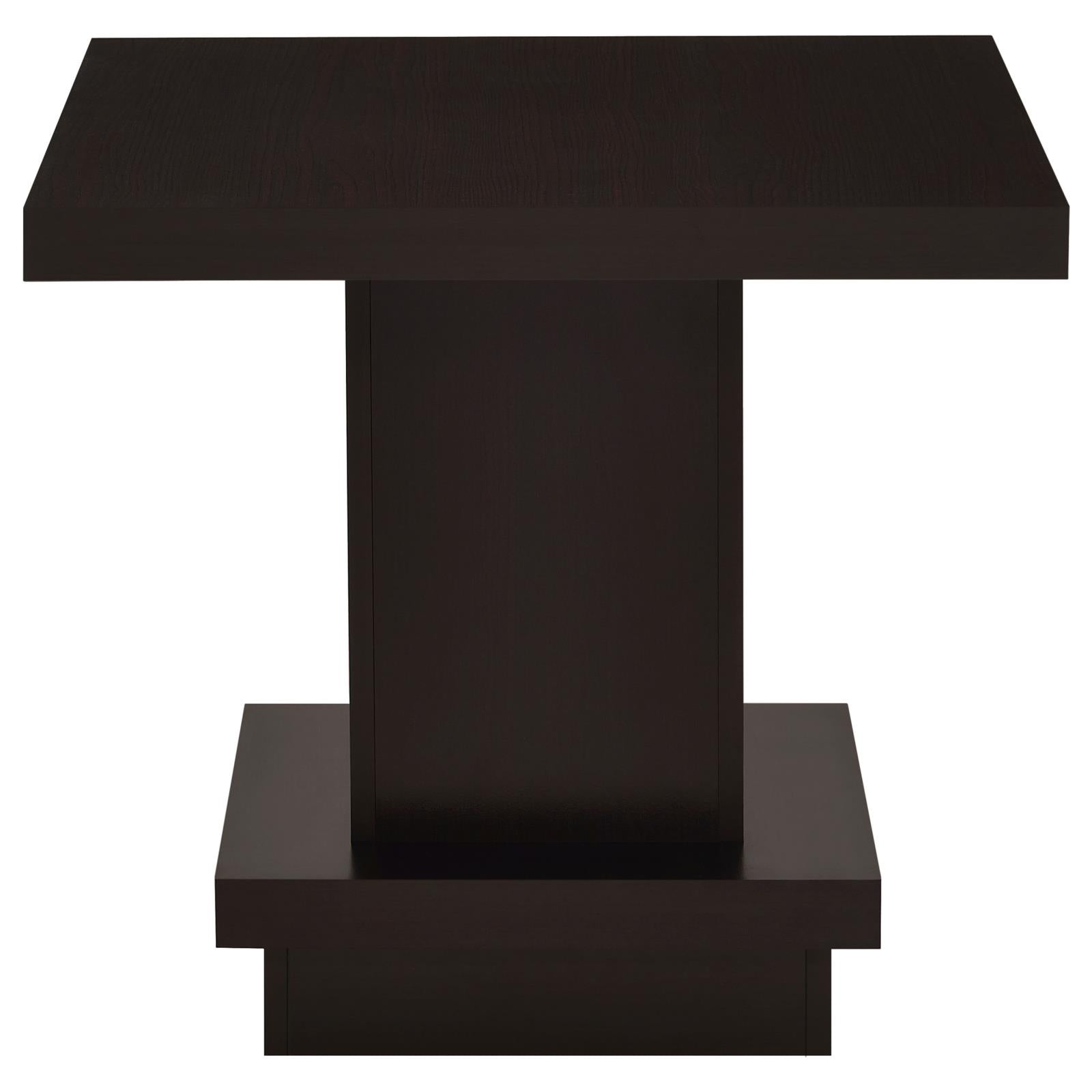Reston Pedestal Square End Table Cappuccino - 705167 - Bien Home Furniture & Electronics