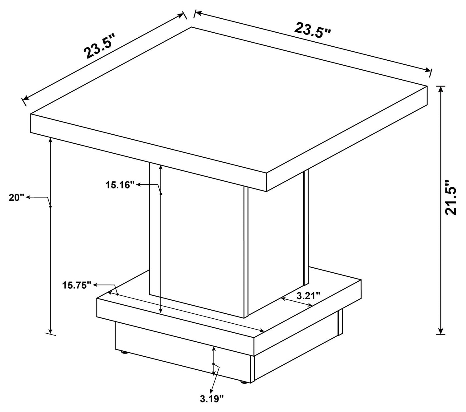 Reston Pedestal Square End Table Cappuccino - 705167 - Bien Home Furniture & Electronics