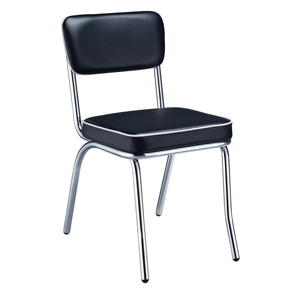 Retro Black/Chrome Open Back Side Chairs, Set of 2 - 2066 - Bien Home Furniture &amp; Electronics