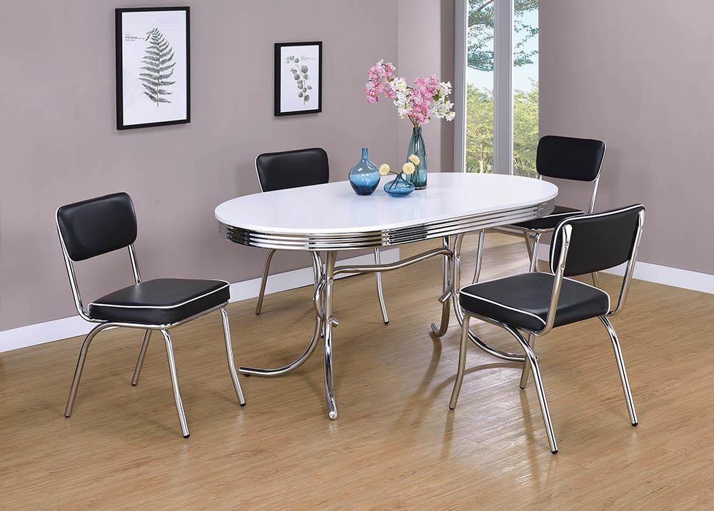 Retro Black/Chrome Open Back Side Chairs, Set of 2 - 2066 - Bien Home Furniture & Electronics