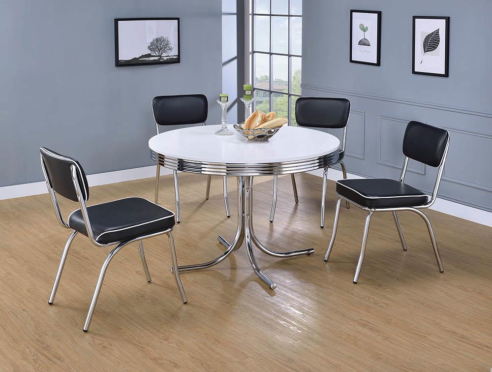 Retro Black/Chrome Open Back Side Chairs, Set of 2 - 2066 - Bien Home Furniture & Electronics
