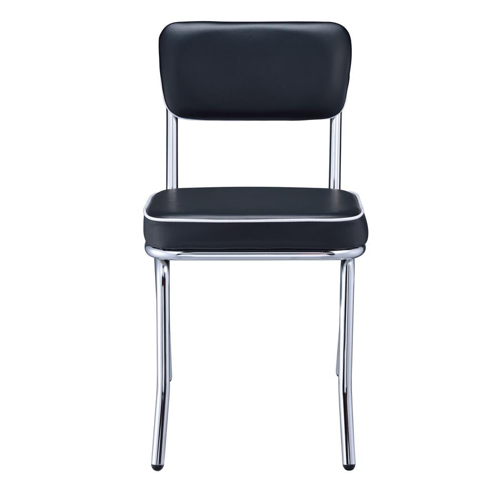 Retro Black/Chrome Open Back Side Chairs, Set of 2 - 2066 - Bien Home Furniture & Electronics
