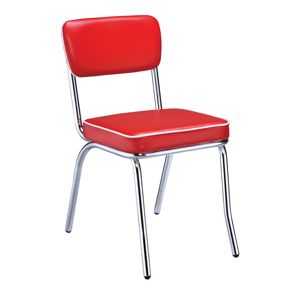 Retro Red/Chrome Open Back Side Chairs, Set of 2 - 2450R - Bien Home Furniture & Electronics