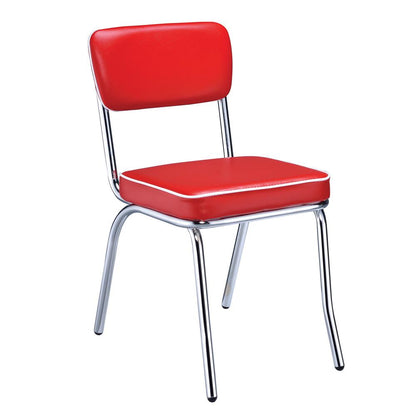 Retro Red/Chrome Open Back Side Chairs, Set of 2 - 2450R - Bien Home Furniture &amp; Electronics