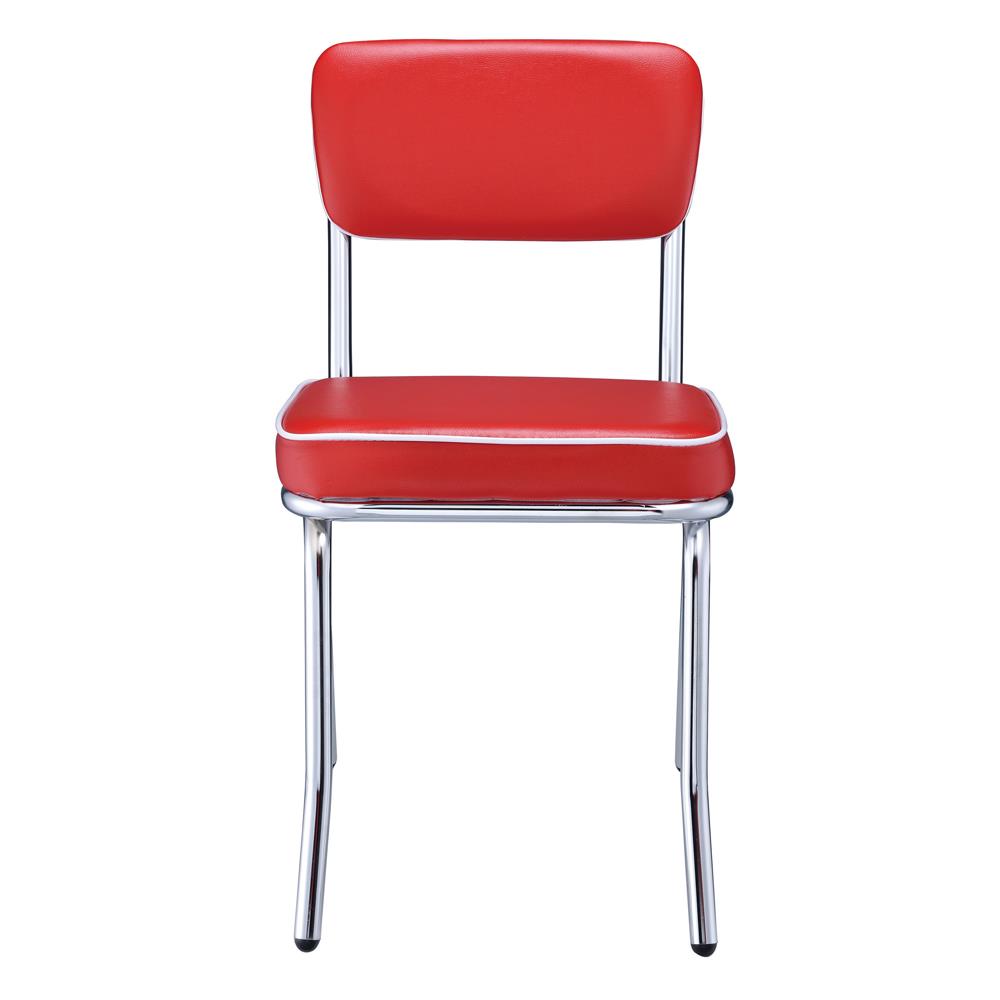 Retro Red/Chrome Open Back Side Chairs, Set of 2 - 2450R - Bien Home Furniture & Electronics