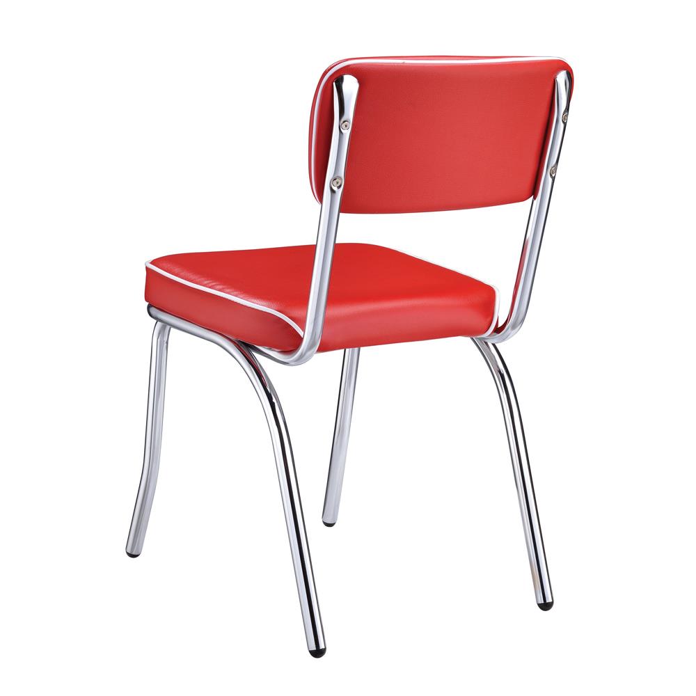 Retro Red/Chrome Open Back Side Chairs, Set of 2 - 2450R - Bien Home Furniture & Electronics