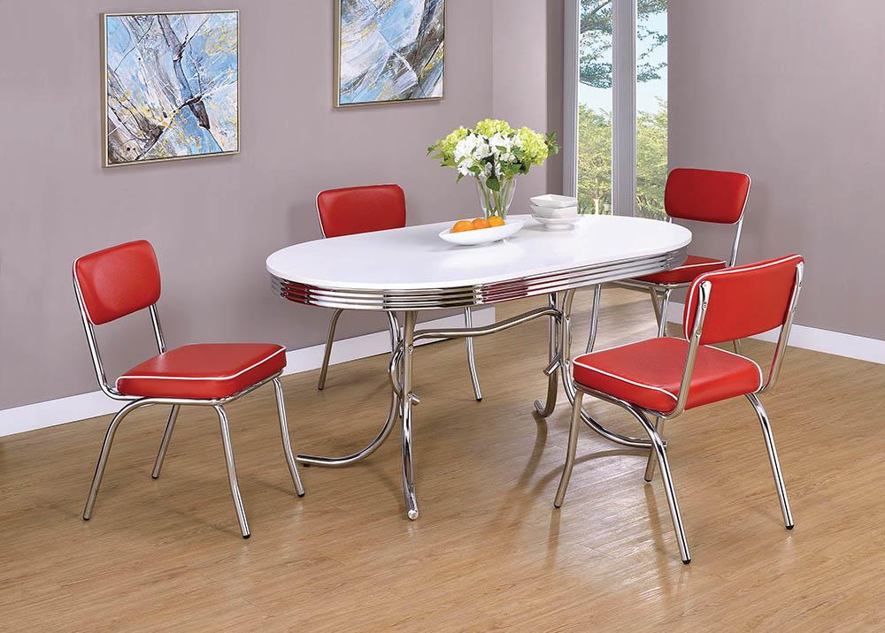 Retro Red/Chrome Open Back Side Chairs, Set of 2 - 2450R - Bien Home Furniture &amp; Electronics