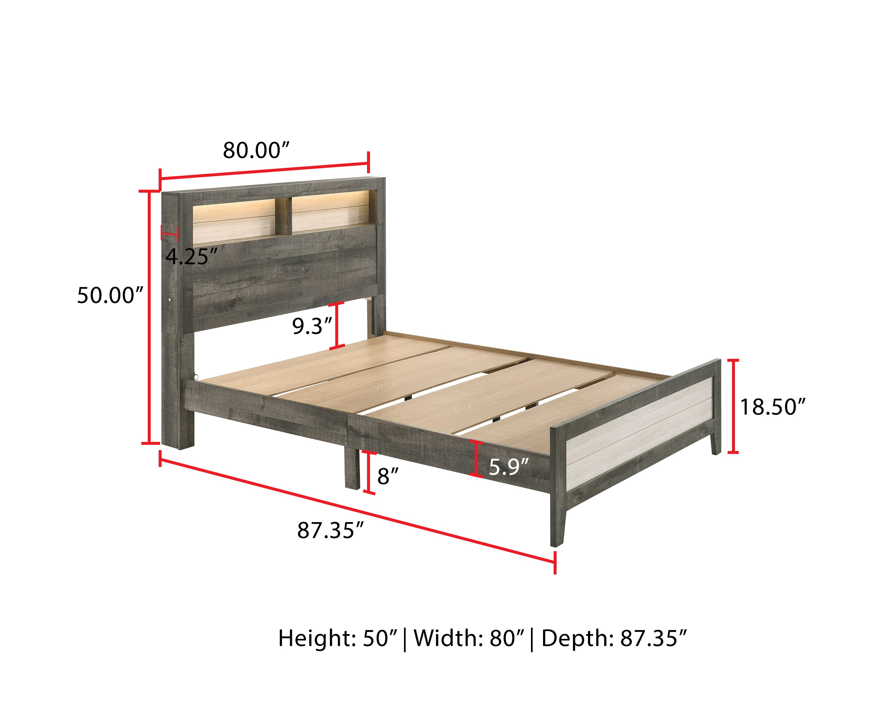 Rhett Brown/Cream King LED Platform Bed - B8170-K-BED - Bien Home Furniture &amp; Electronics