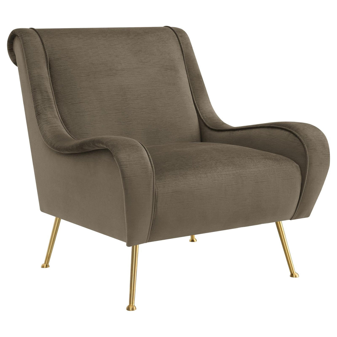 Ricci Upholstered Saddle Arms Accent Chair Truffle and Gold - 903044 - Bien Home Furniture & Electronics
