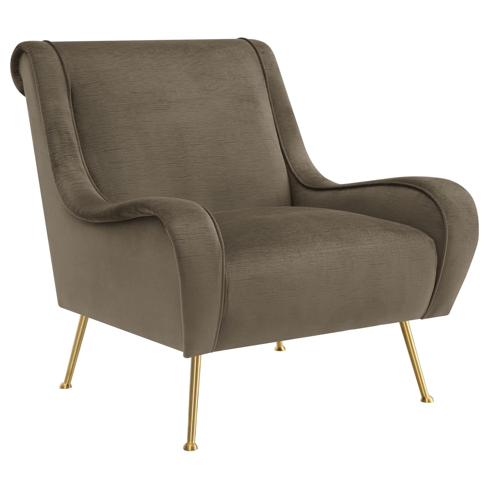 Ricci Upholstered Saddle Arms Accent Chair Truffle and Gold - 903044 - Bien Home Furniture & Electronics
