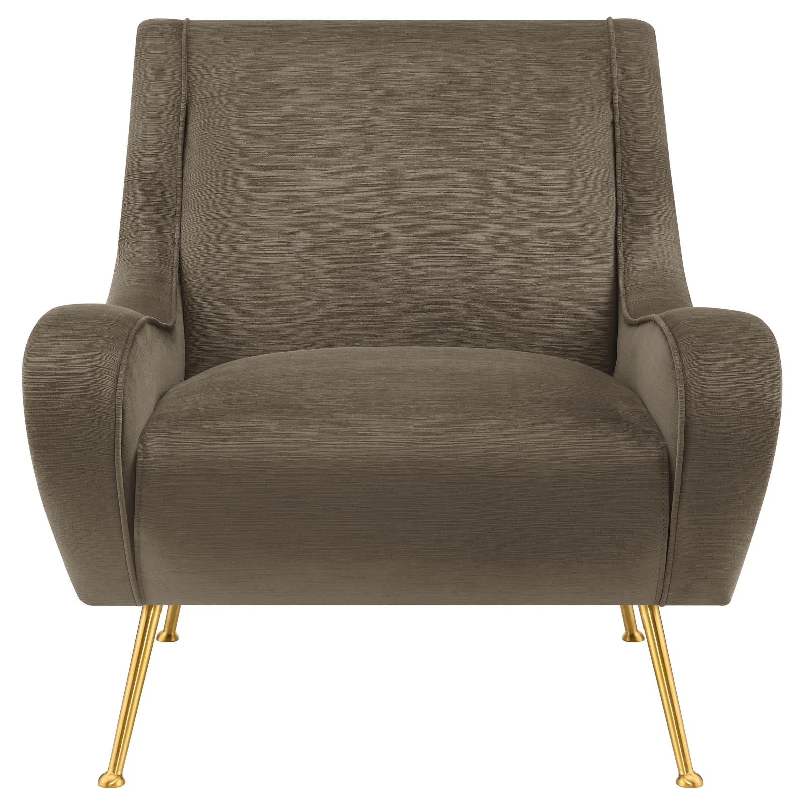 Ricci Upholstered Saddle Arms Accent Chair Truffle and Gold - 903044 - Bien Home Furniture & Electronics