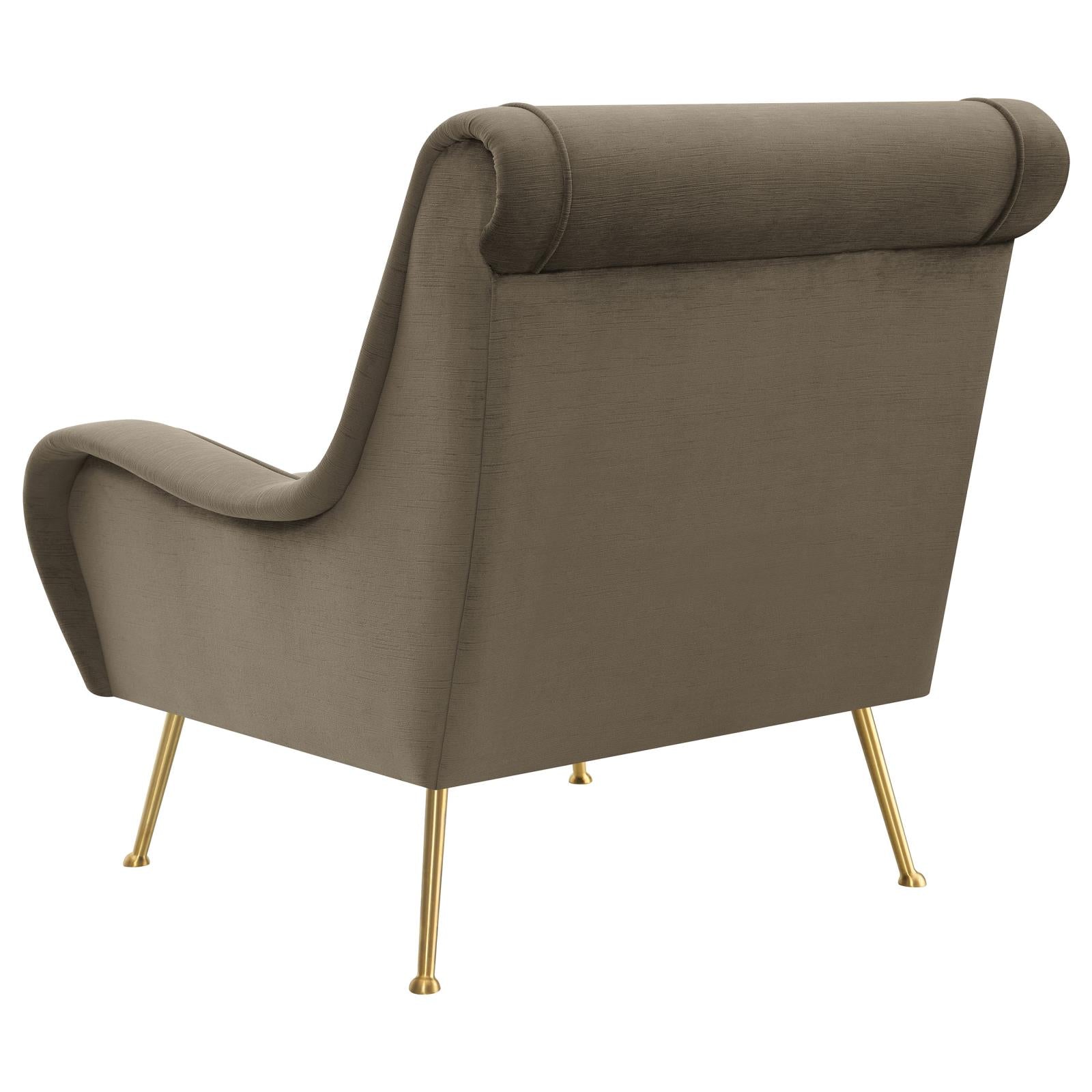 Ricci Upholstered Saddle Arms Accent Chair Truffle and Gold - 903044 - Bien Home Furniture & Electronics