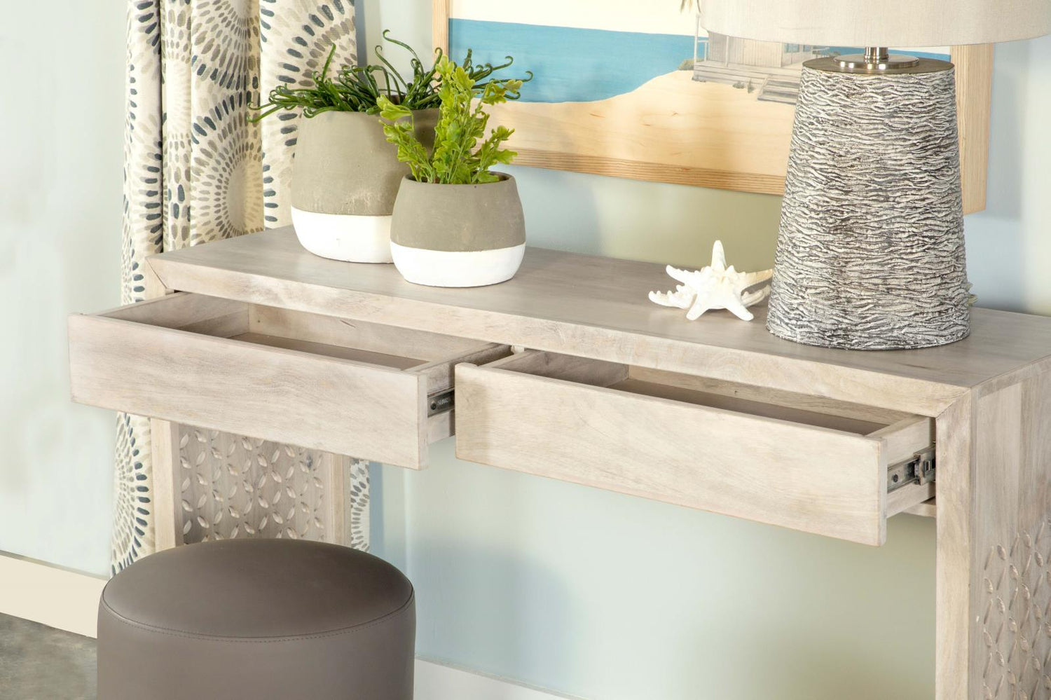 Rickman White Washed Rectangular 2-Drawer Console Table - 959543 - Bien Home Furniture & Electronics