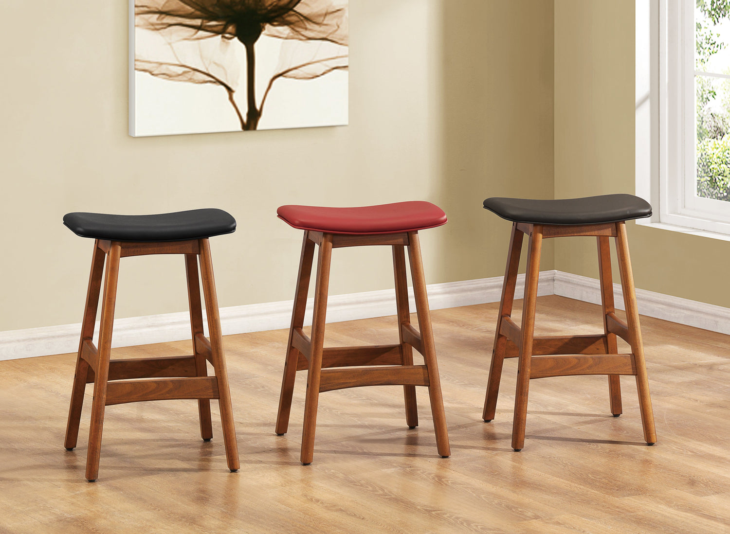 Ride Matt Red Counter Height Stool, Set of 2 - 1188RD-24 - Bien Home Furniture & Electronics