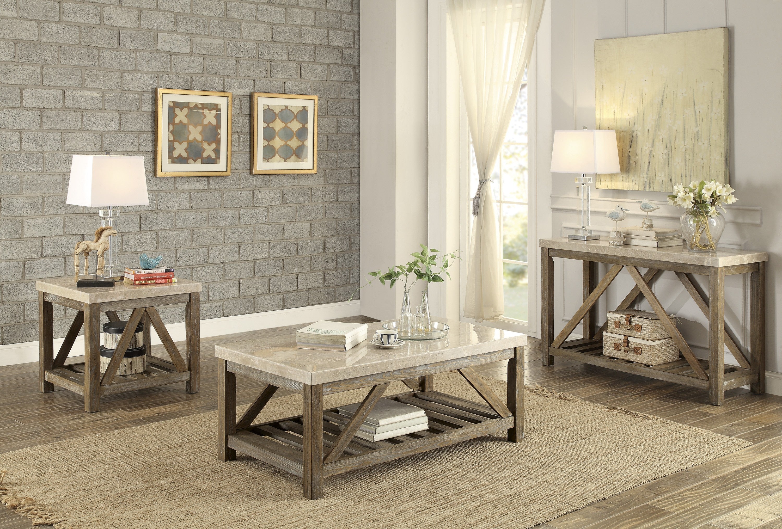 Ridley Weathered Natural Cocktail Table - 3551-30 - Bien Home Furniture & Electronics