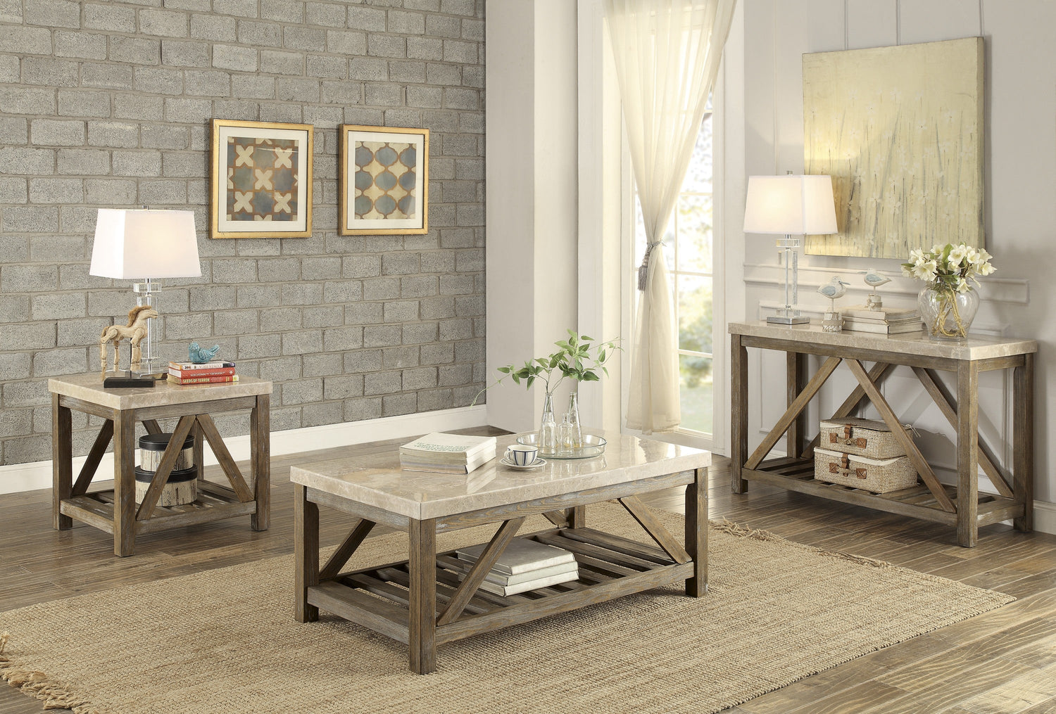 Ridley Weathered Natural Sofa Table - 3551-05 - Bien Home Furniture & Electronics