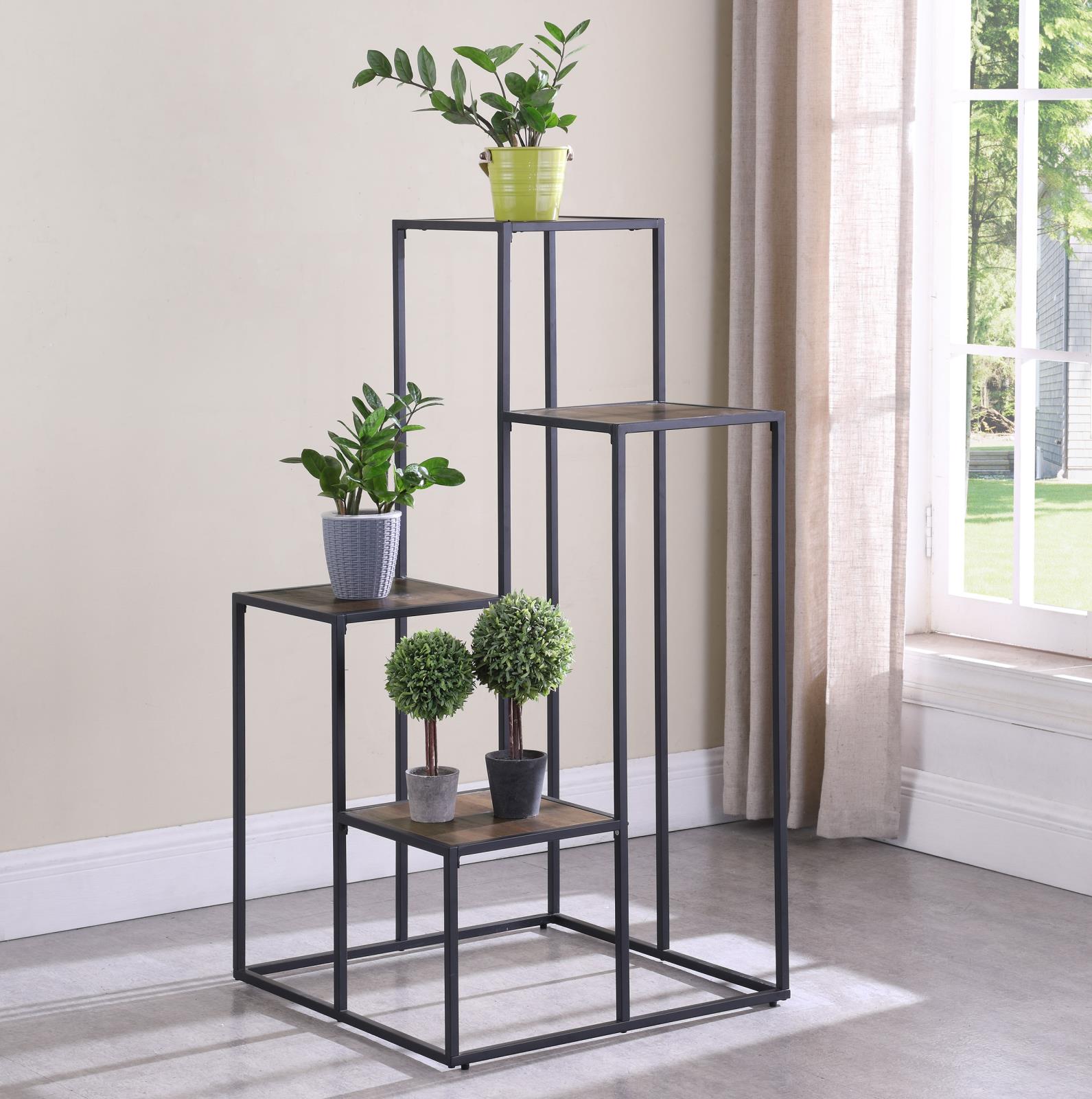 Rito Rustic Brown/Black 4-Tier Display Shelf - 805670 - Bien Home Furniture &amp; Electronics