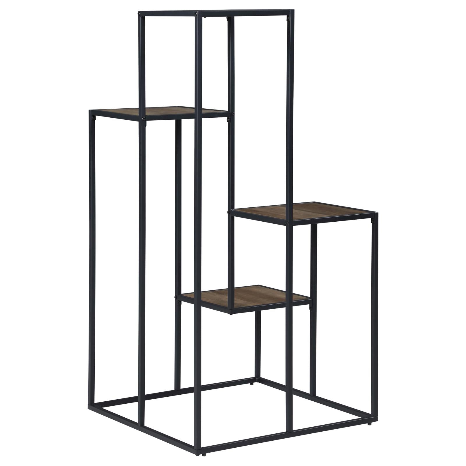 Rito Rustic Brown/Black 4-Tier Display Shelf - 805670 - Bien Home Furniture & Electronics