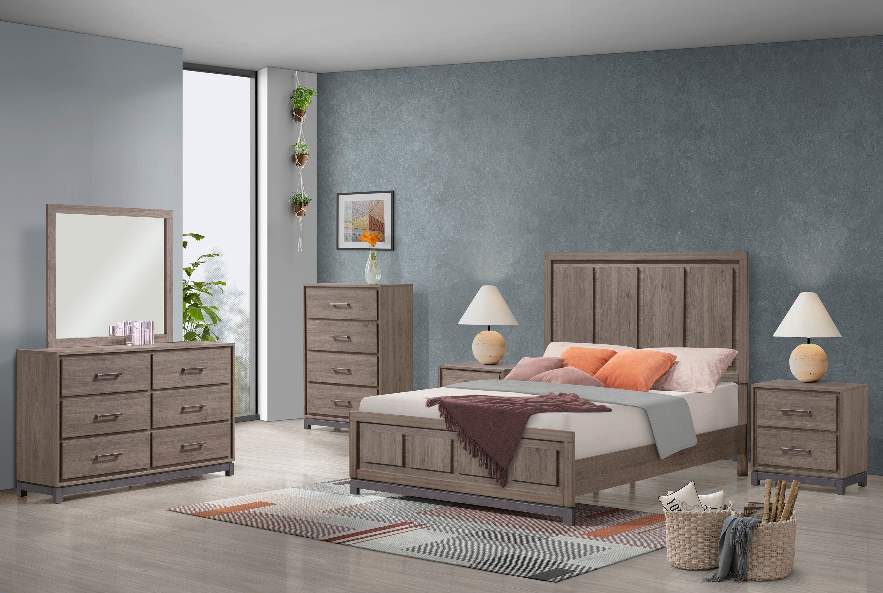 River Brown King Panel Bed - SET | B3150-K-HBFB | B3150-KQ-RAIL | - Bien Home Furniture &amp; Electronics