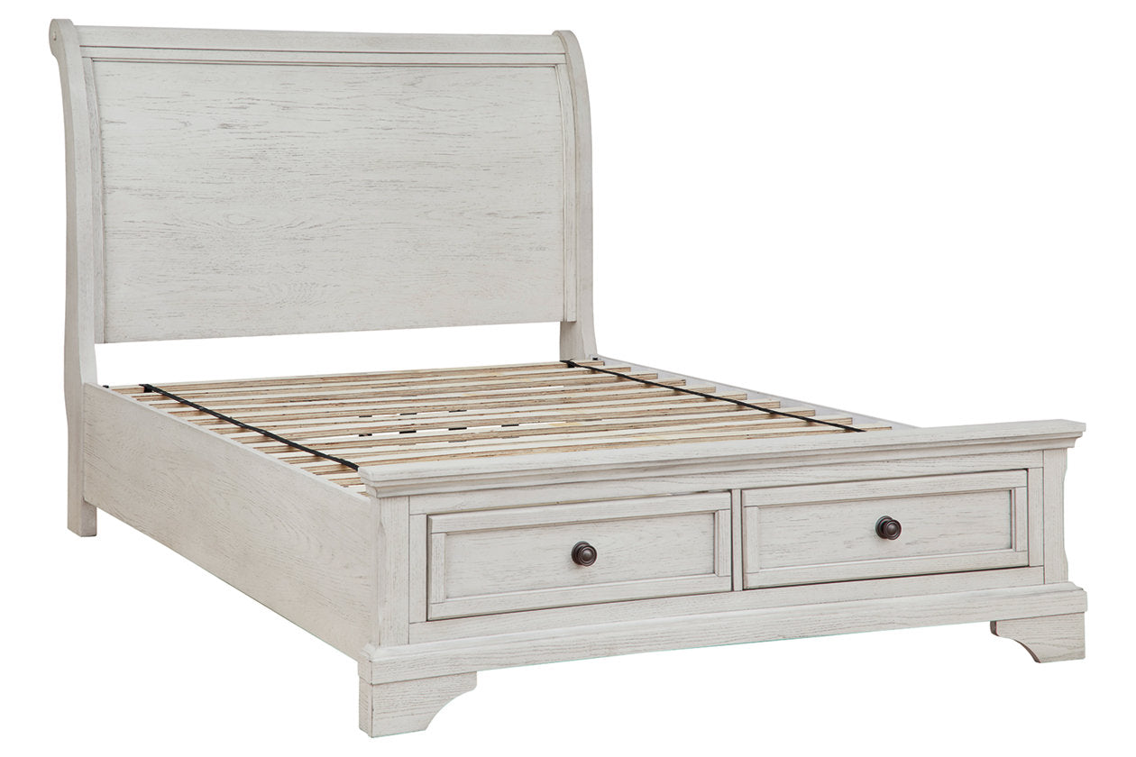 Robbinsdale Antique White Full Sleigh Storage Bed - SET | B742-183 | B742-84S | B742-87 - Bien Home Furniture & Electronics