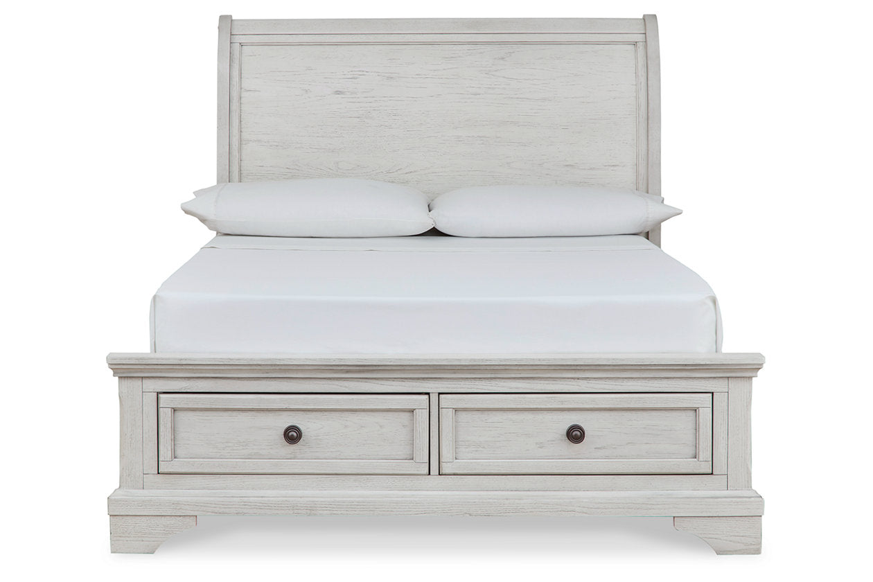 Robbinsdale Antique White Full Sleigh Storage Bed - SET | B742-183 | B742-84S | B742-87 - Bien Home Furniture &amp; Electronics