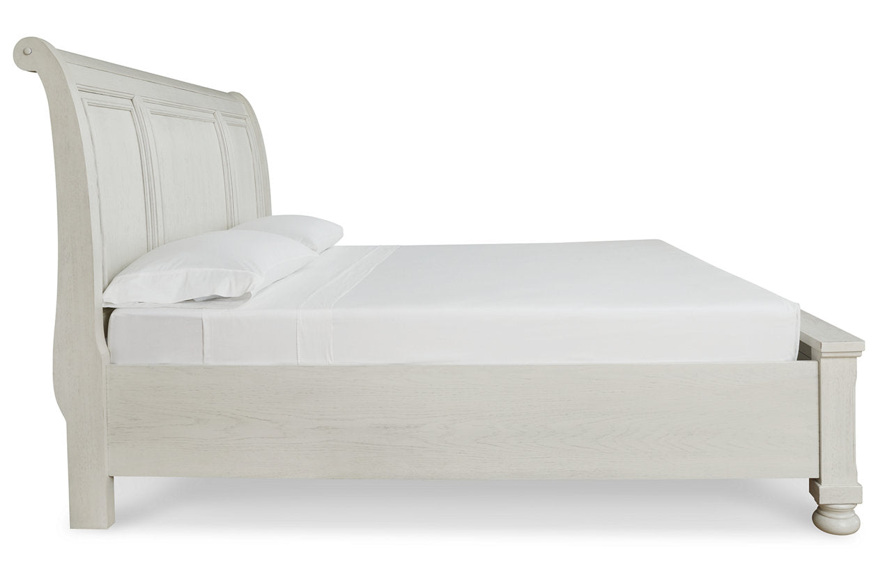 Robbinsdale Antique White King Sleigh Bed with Storage - SET | B742-76 | B742-78 | B742-99 - Bien Home Furniture & Electronics