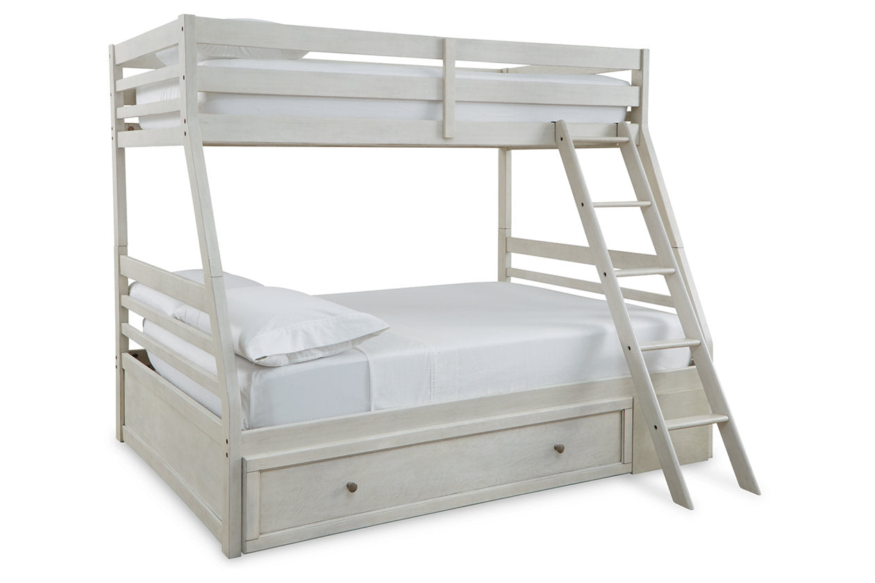 Robbinsdale Antique White Twin over Full Bunk Bed with Storage - SET | B742-50 | B742-58P | B742-58R - Bien Home Furniture & Electronics
