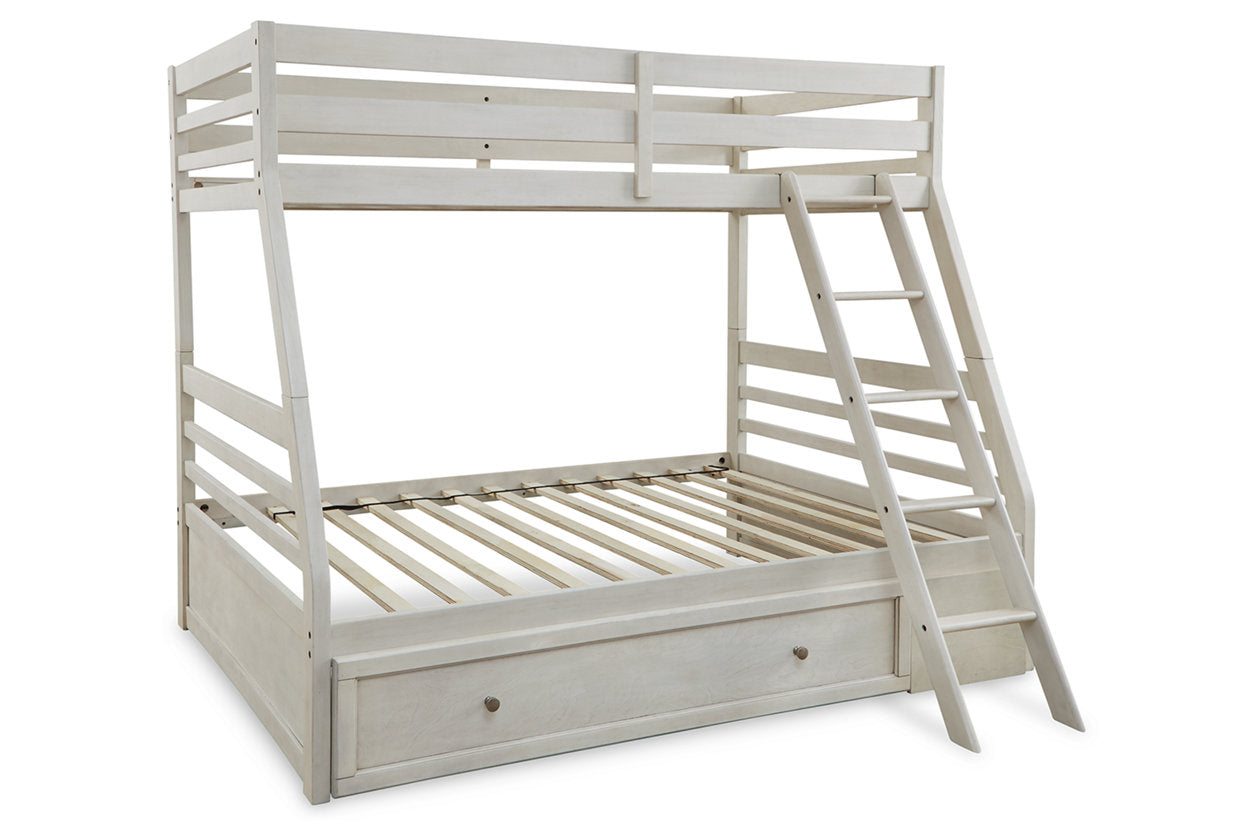 Robbinsdale Antique White Twin over Full Bunk Bed with Storage - SET | B742-50 | B742-58P | B742-58R - Bien Home Furniture & Electronics