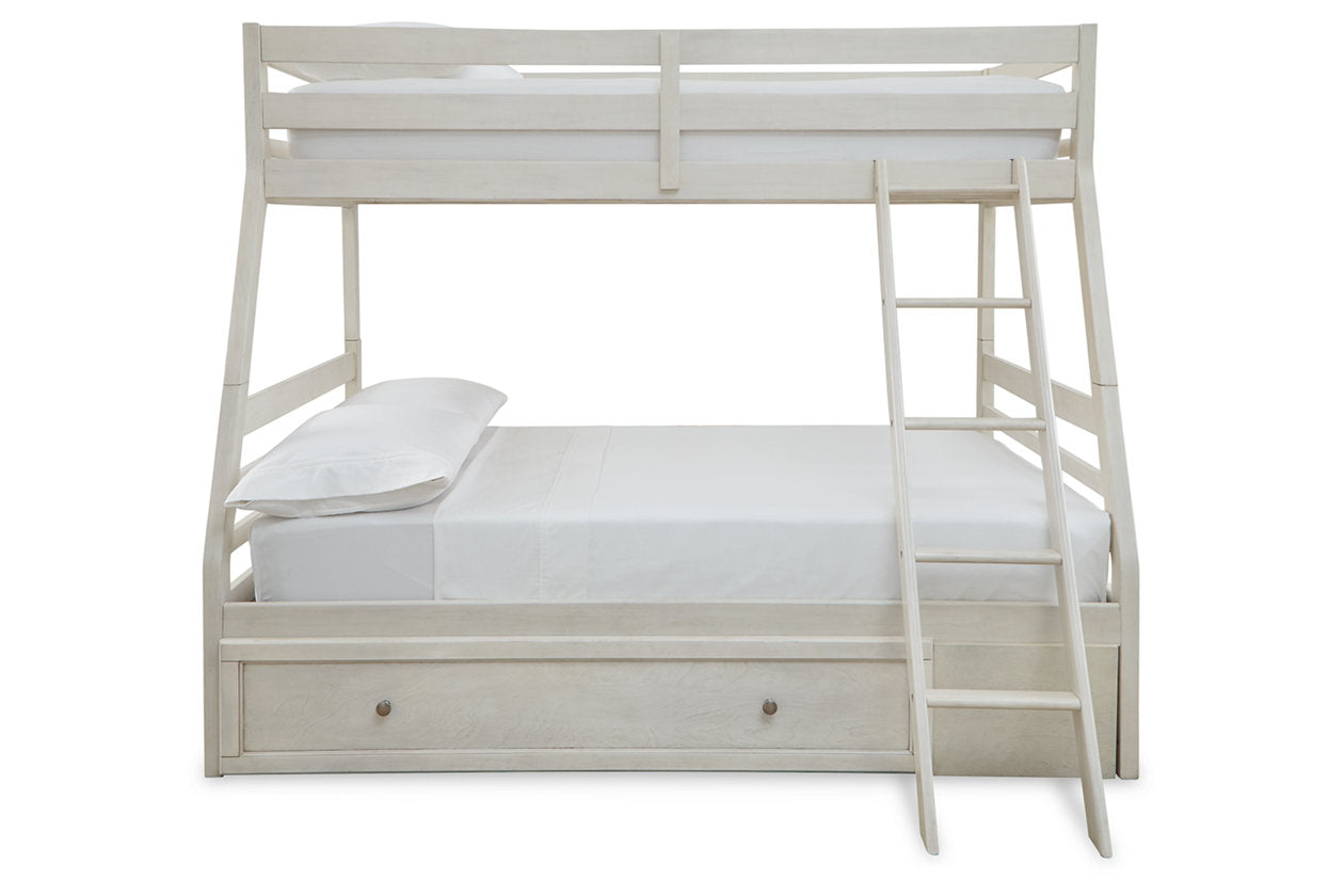 Robbinsdale Antique White Twin over Full Bunk Bed with Storage - SET | B742-50 | B742-58P | B742-58R - Bien Home Furniture & Electronics