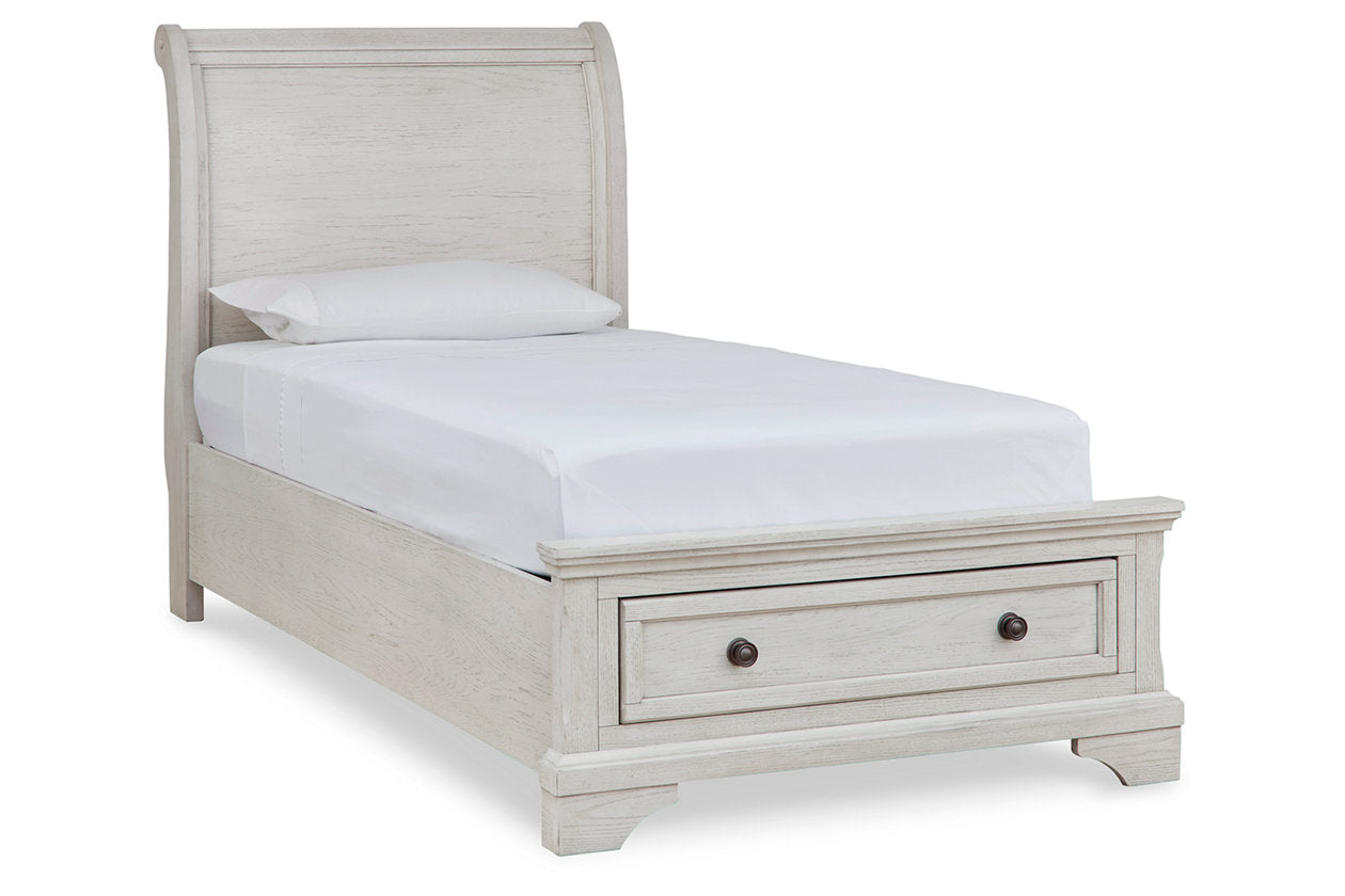Robbinsdale Antique White Twin Sleigh Storage Bed - SET | B742-183 | B742-52S | B742-53 - Bien Home Furniture & Electronics