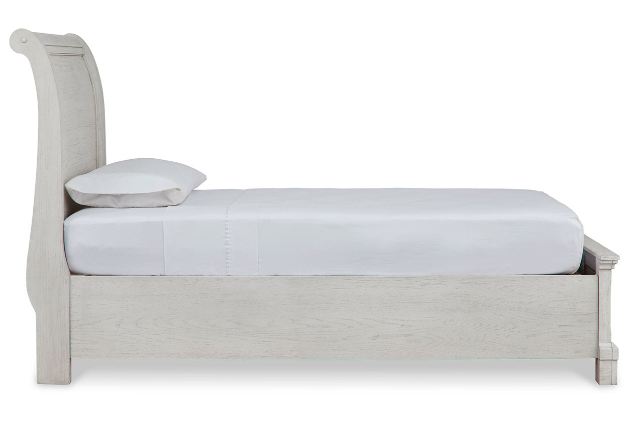 Robbinsdale Antique White Twin Sleigh Storage Bed - SET | B742-183 | B742-52S | B742-53 - Bien Home Furniture & Electronics