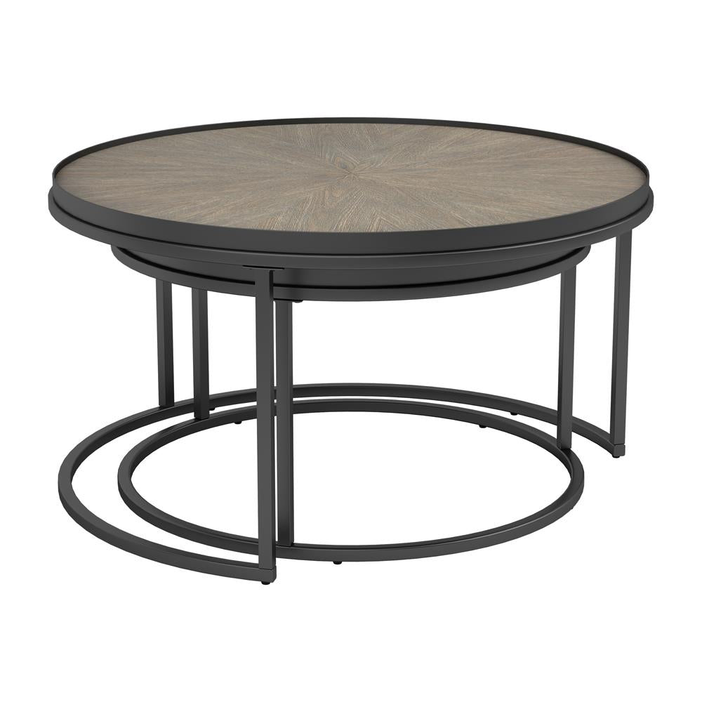Rodrigo 2-Piece Round Nesting Tables Weathered Elm - 931215 - Bien Home Furniture &amp; Electronics
