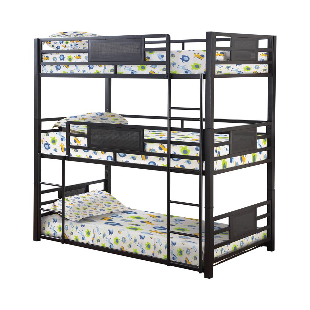 Rogen Dark Bronze Twin Triple Bunk Bed - 460394T - Bien Home Furniture & Electronics