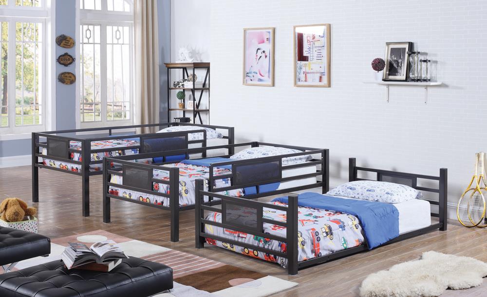 Rogen Dark Bronze Twin Triple Bunk Bed - 460394T - Bien Home Furniture & Electronics
