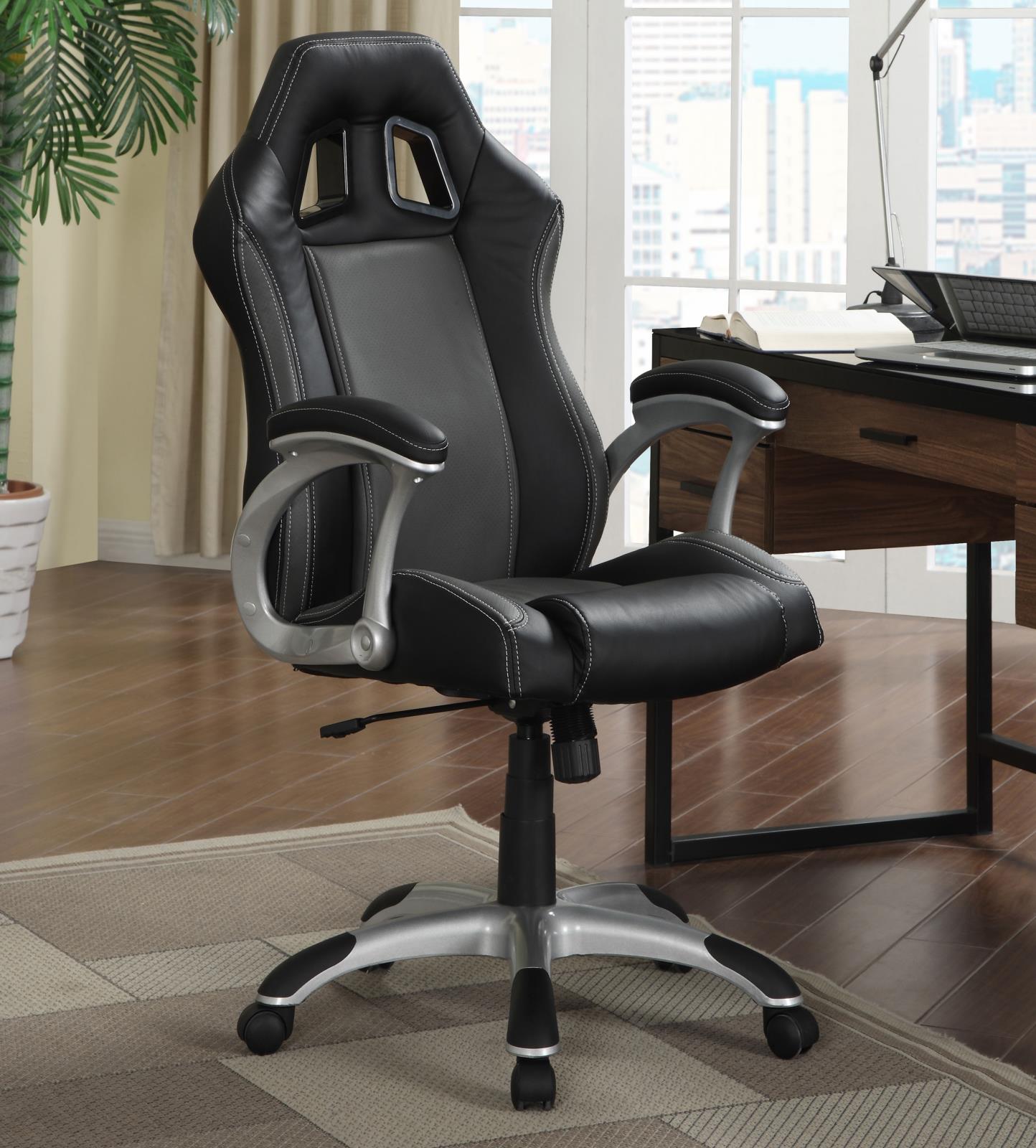 Roger Black/Gray Adjustable Height Office Chair - 800046 - Bien Home Furniture &amp; Electronics