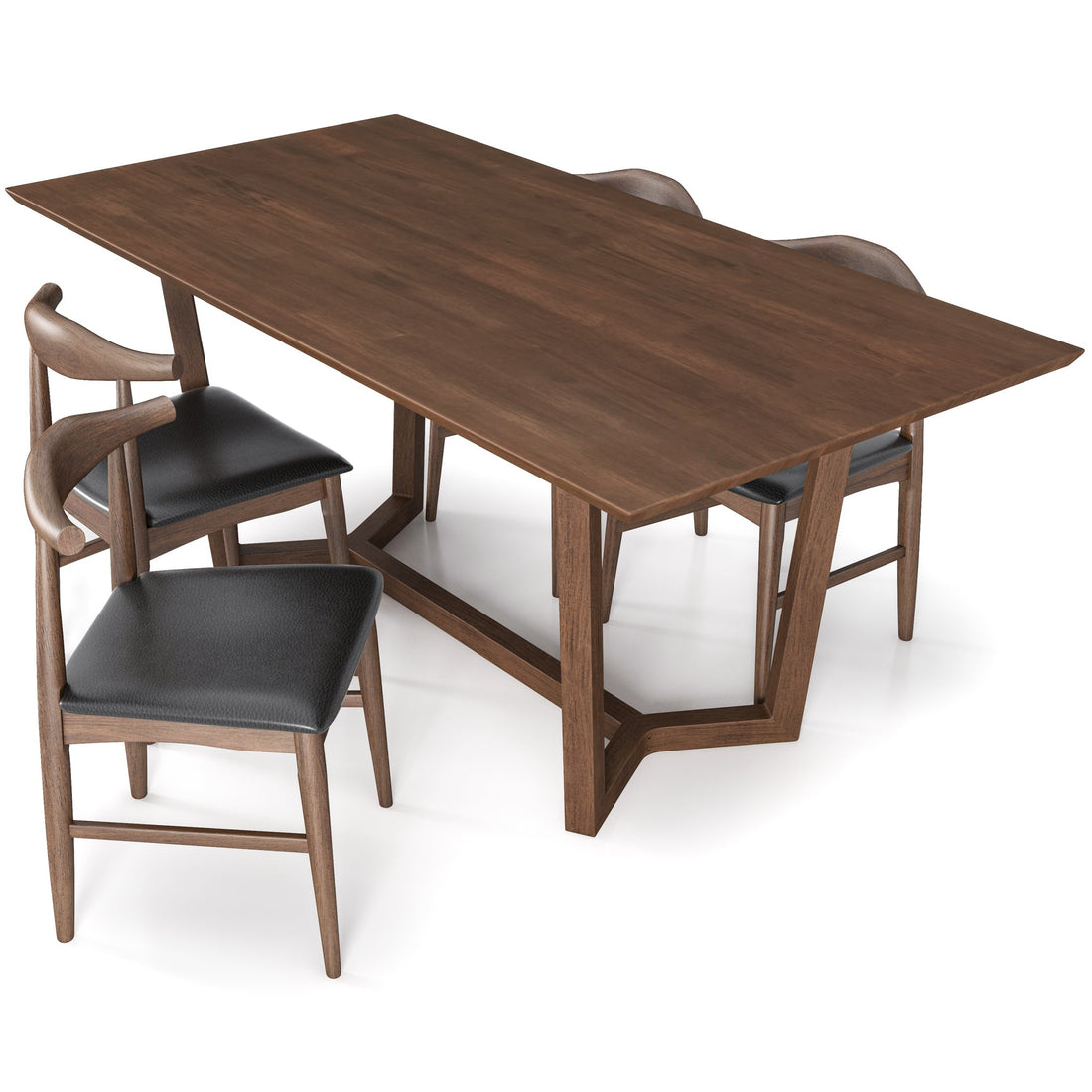 Rolda Walnut Dining Set with 4 Winston Leather Chairs - MDM00791 - Bien Home Furniture &amp; Electronics