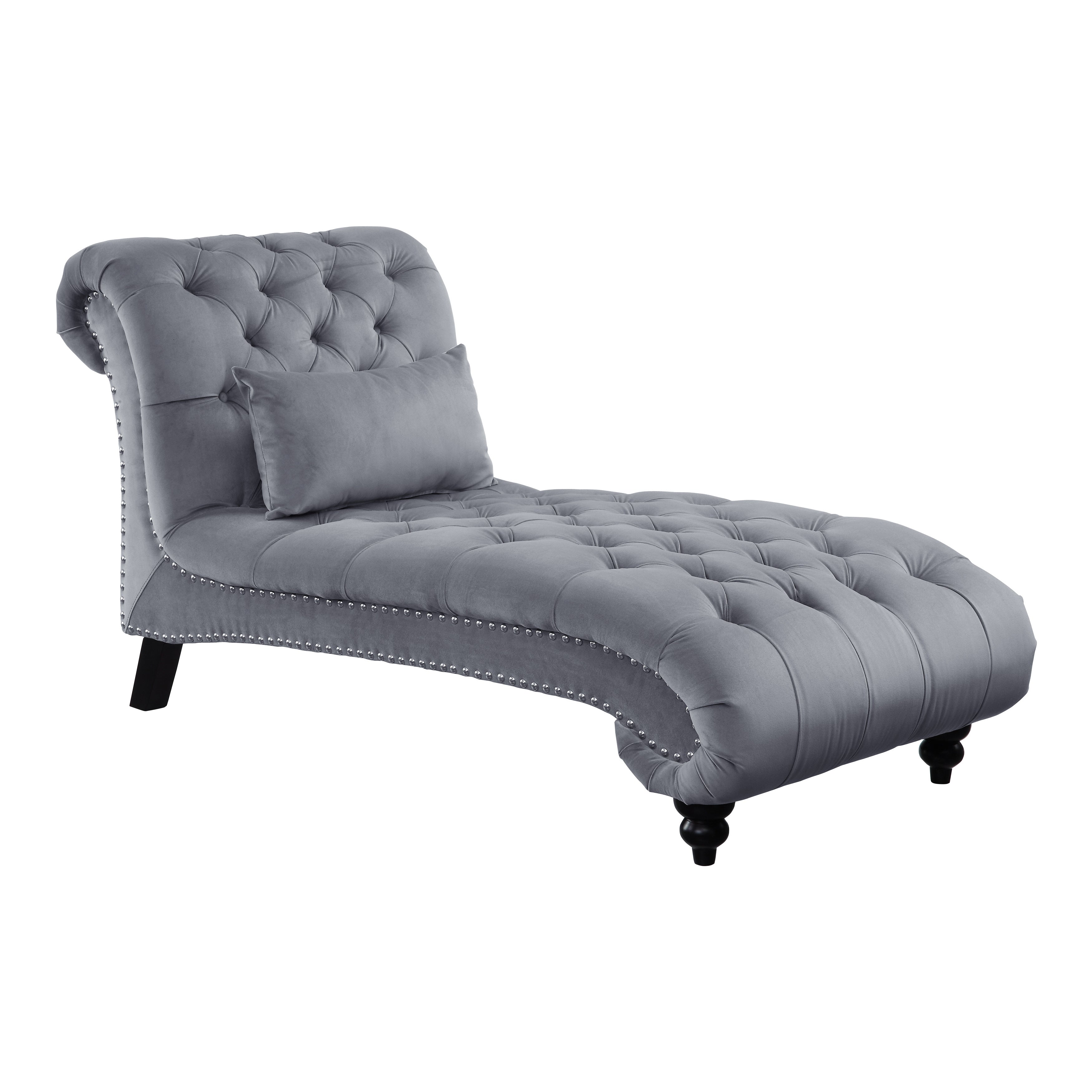 Rosalie Dark Gray Velvet Chaise - 9330DG-5 - Bien Home Furniture & Electronics