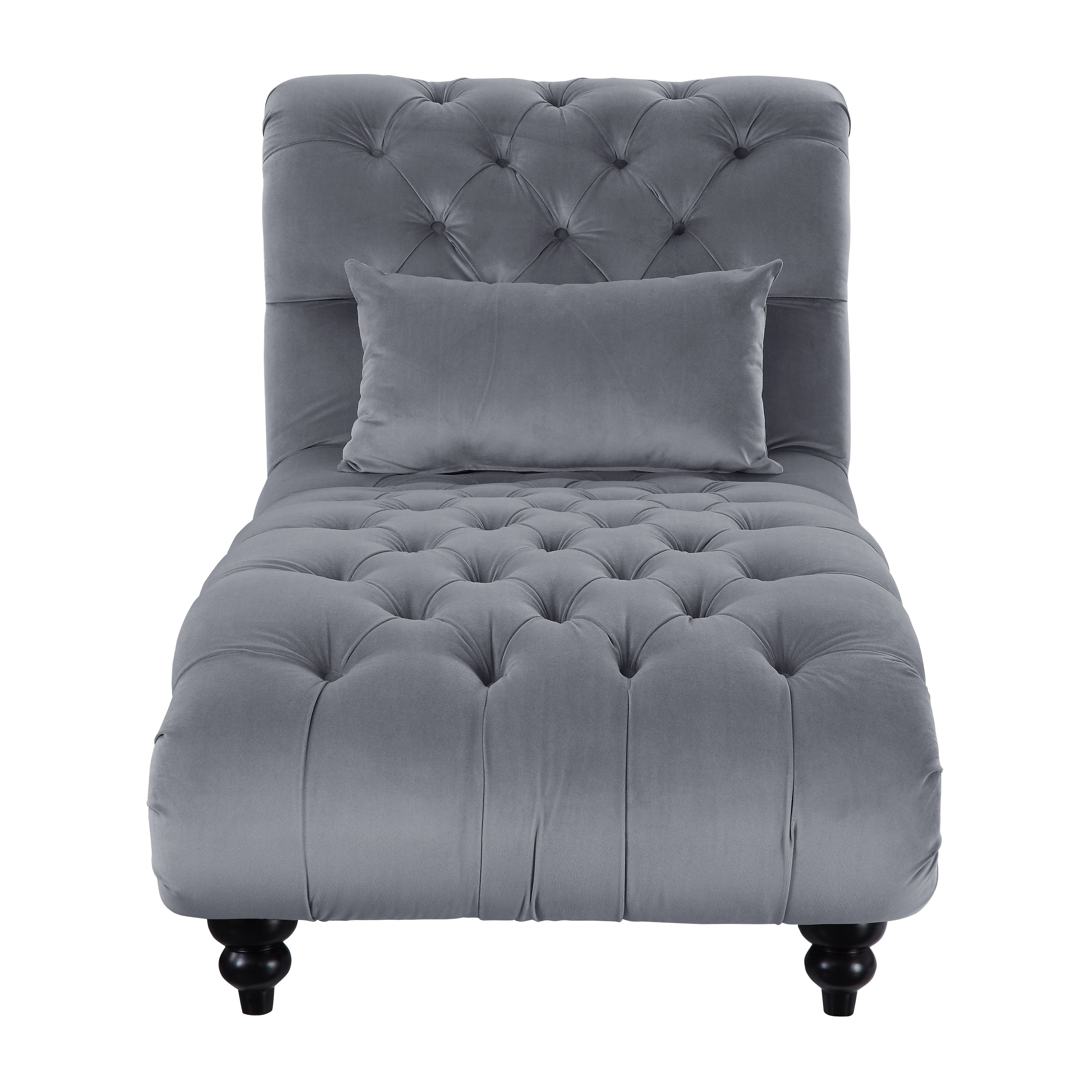 Rosalie Dark Gray Velvet Chaise - 9330DG-5 - Bien Home Furniture & Electronics